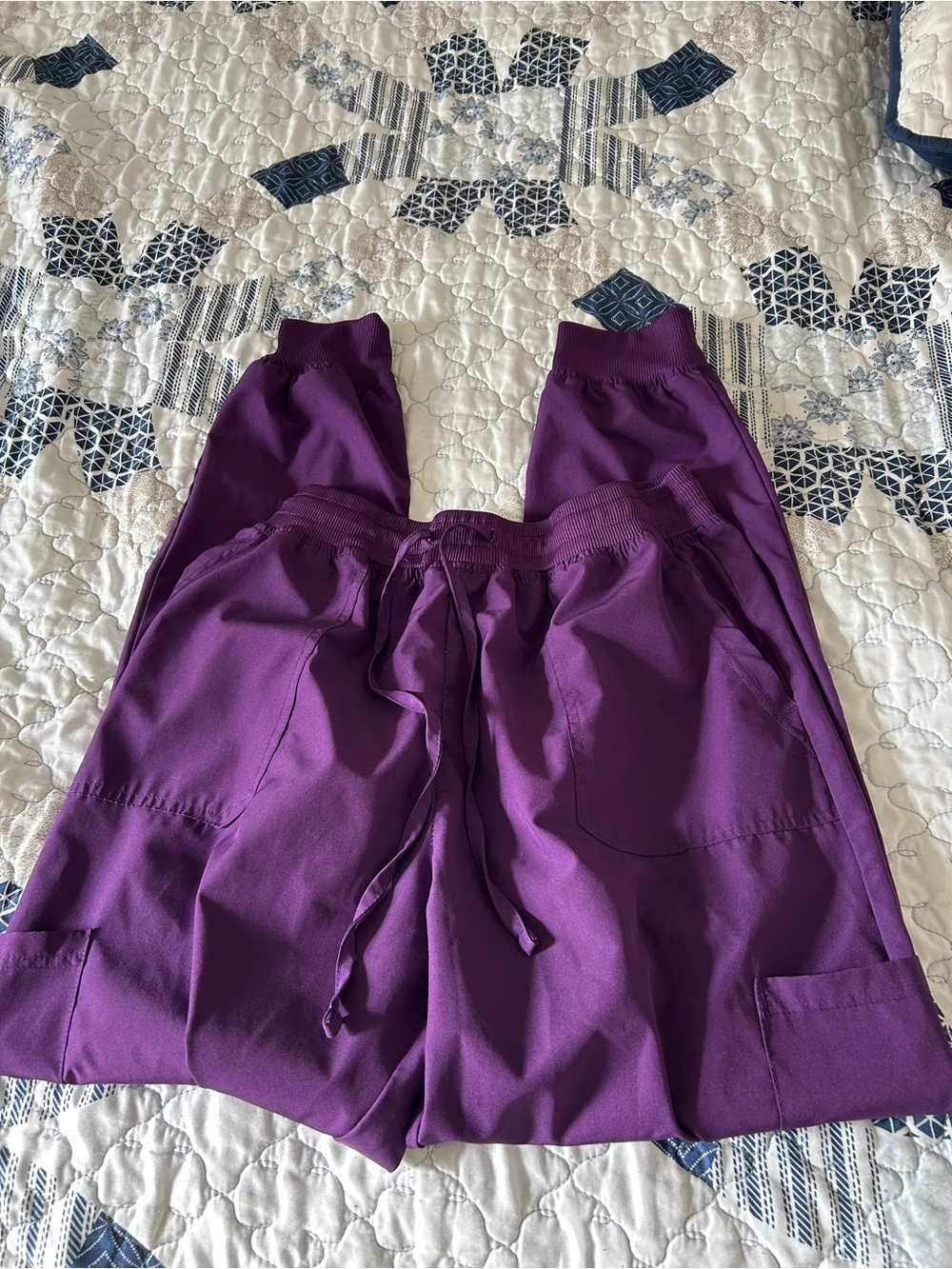 Purple Drawstring Scrub Pants